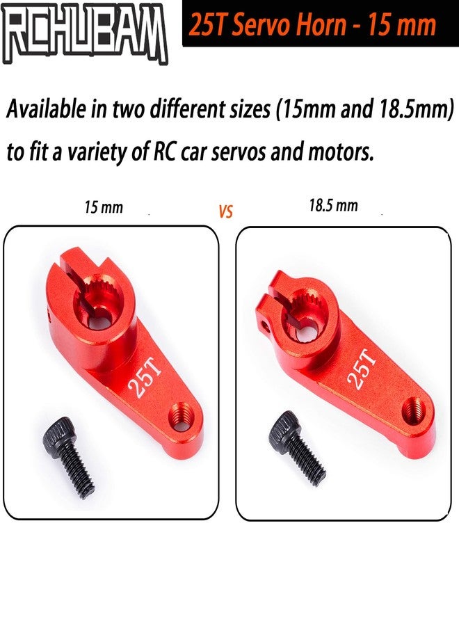 RCHUBAM Aluminum 25T Servo Horn 1/10 RC Steering Arm Server Rocker Compatible with Futaba Savox Power HD HSP Servos Motor 1/10 RC Car Truck,Red (2Pcs 25T (15mm)) - Image 3